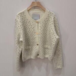 NVLT Ivory Cardigan with Metallic Accents
